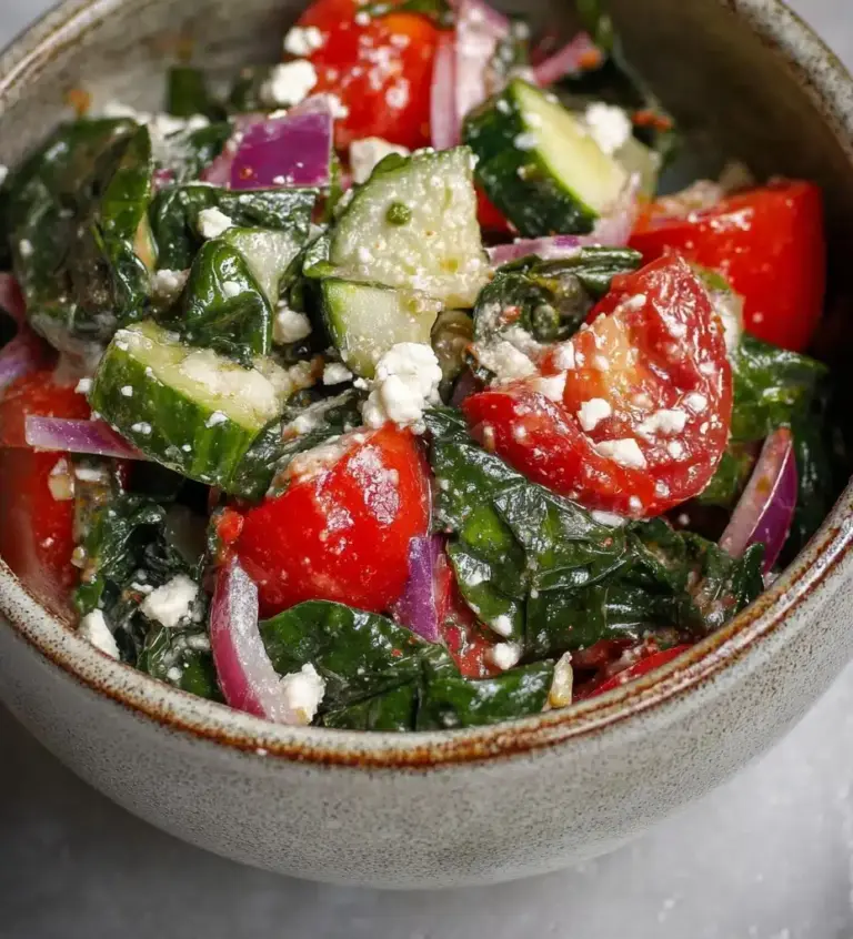 Spinach Tomato Salad with Feta Cheese Recipe