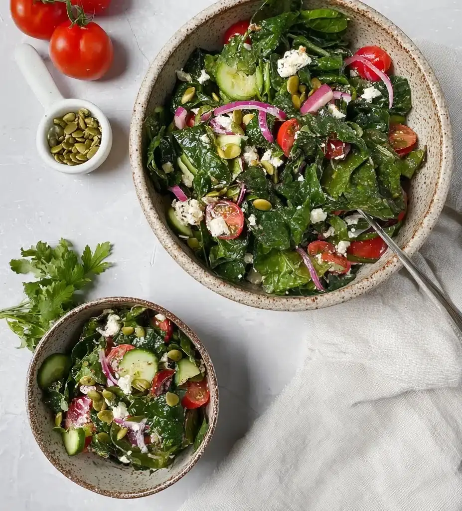 Spinach Tomato Salad with Feta Cheese Recipe