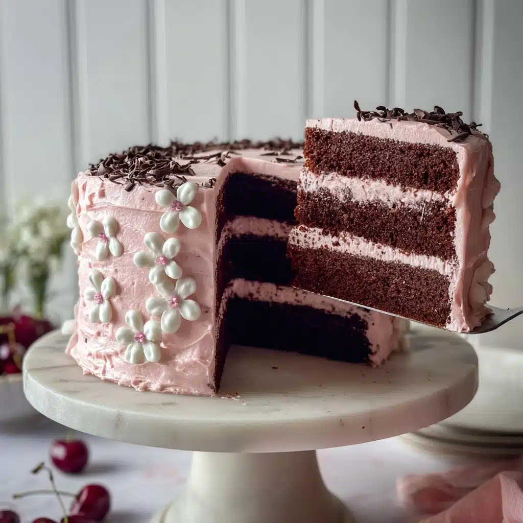 Easy Chocolate Cherry Cake Recipe (One Bowl and Four layer) Recipe - Recipe Image