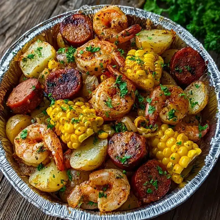 Shrimp, Corn, Potatoes, and Smoked Sausage Foil Pack Recipe