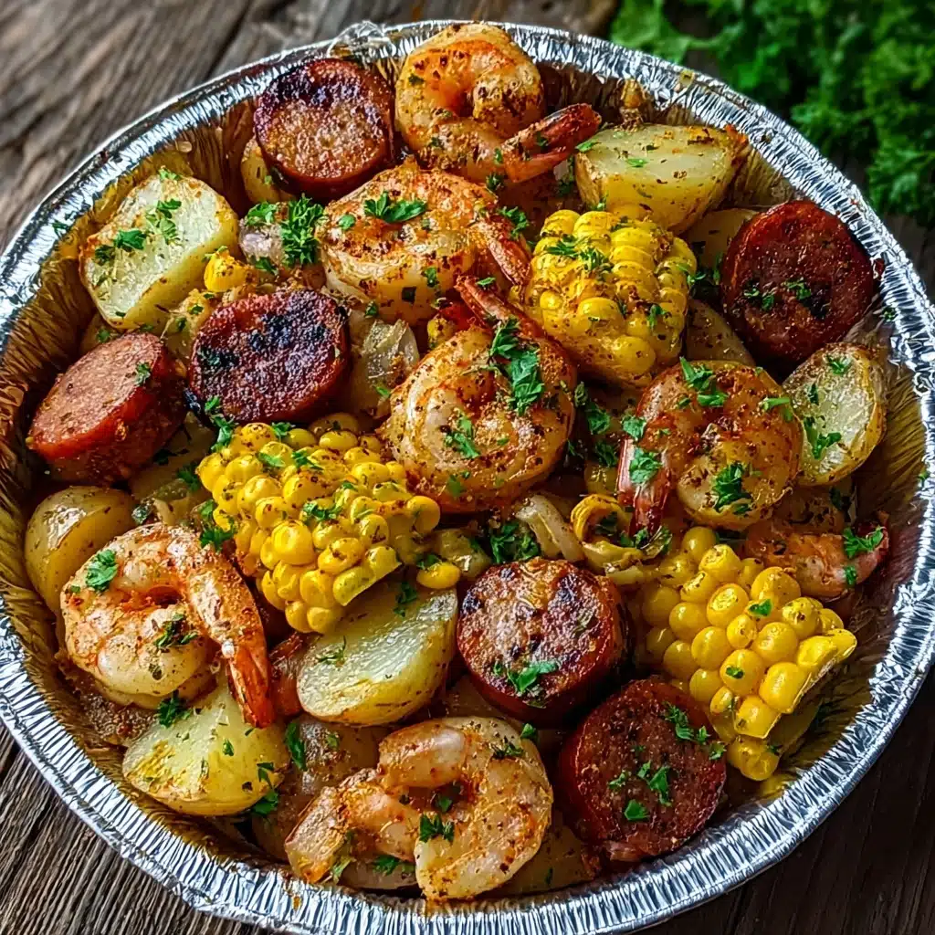 Shrimp, Corn, Potatoes, and Smoked Sausage Foil Pack Recipe - Recipe Image