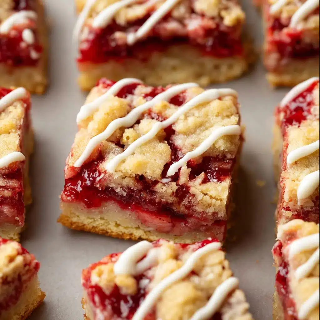Strawberry Crumble Bars with Lemon Glaze Recipe