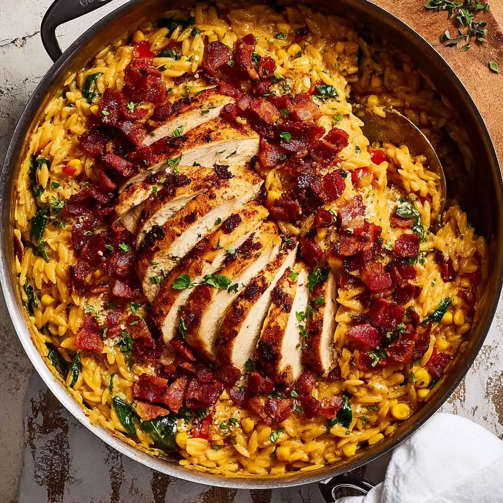 One pot chicken risoni with crispy salami (orzo) Recipe - Recipe Image
