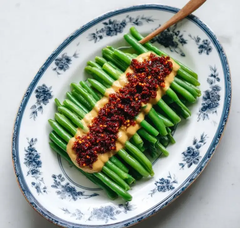 Green Beans with Spicy Peanut Sauce Recipe