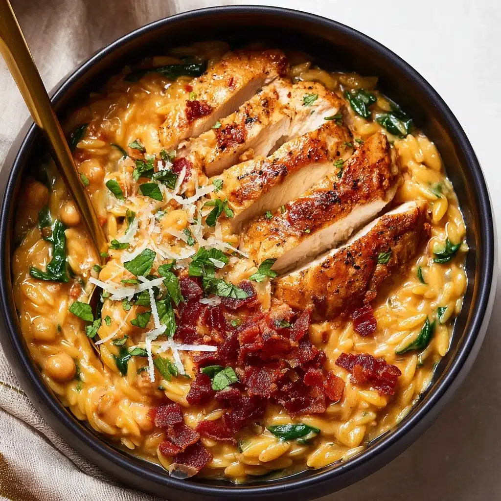One pot chicken risoni with crispy salami (orzo) Recipe