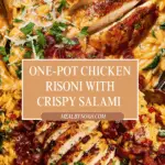 One pot chicken risoni with crispy salami (orzo) Recipe