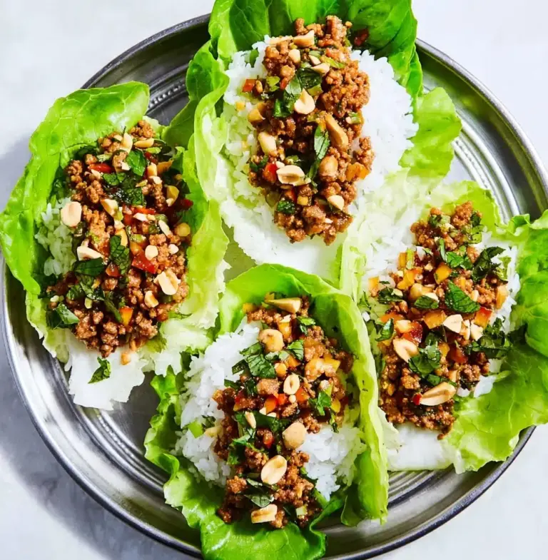 Peanut Chicken Lettuce Wraps with Cilantro Lime Rice Recipe