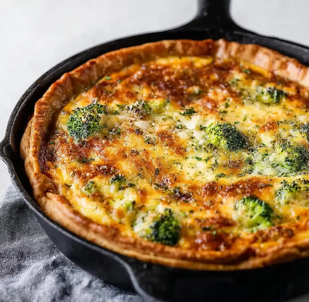 Cheesy Broccoli Green Onion Quiche Recipe
