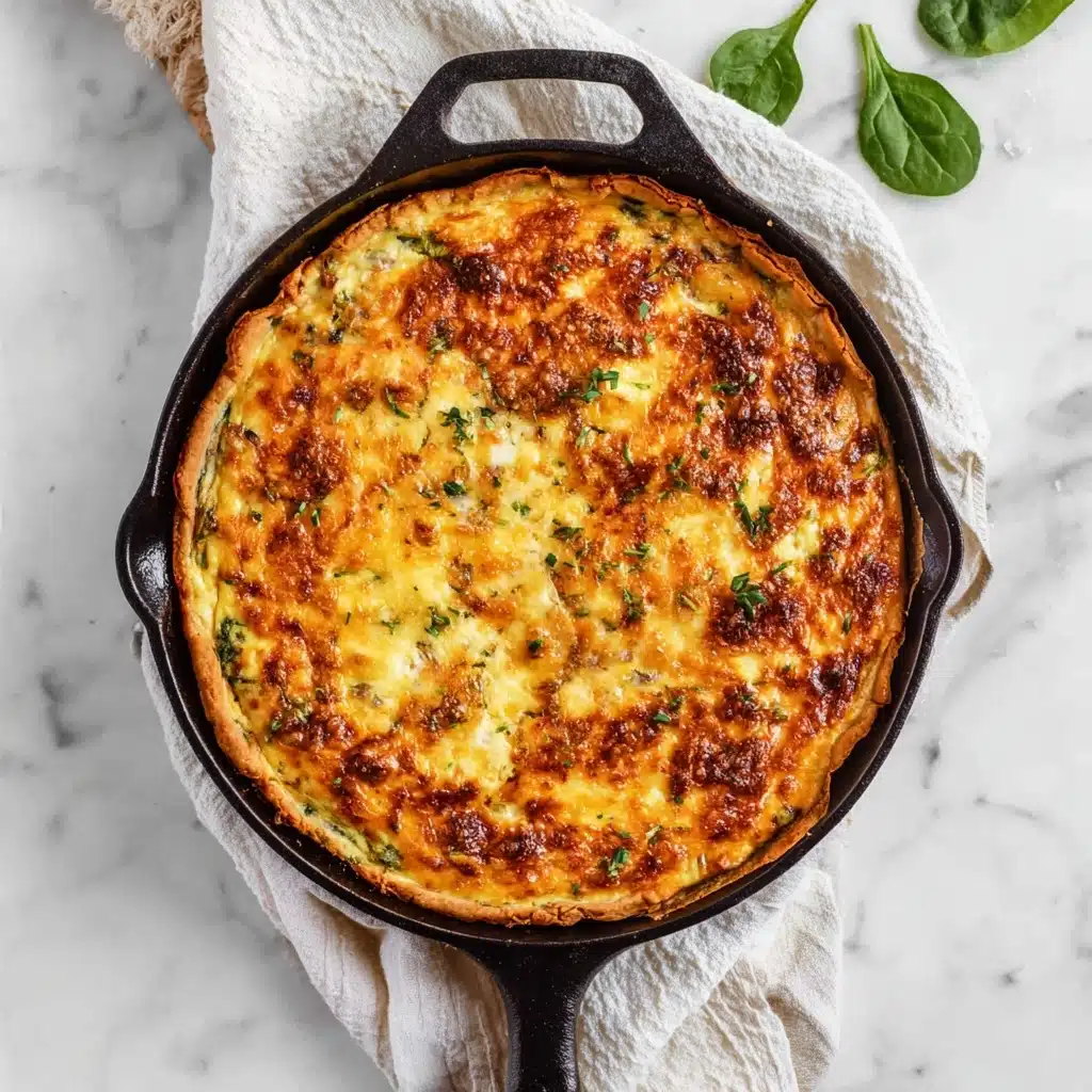 Cheesy Ham Spinach Quiche Recipe - Recipe Image