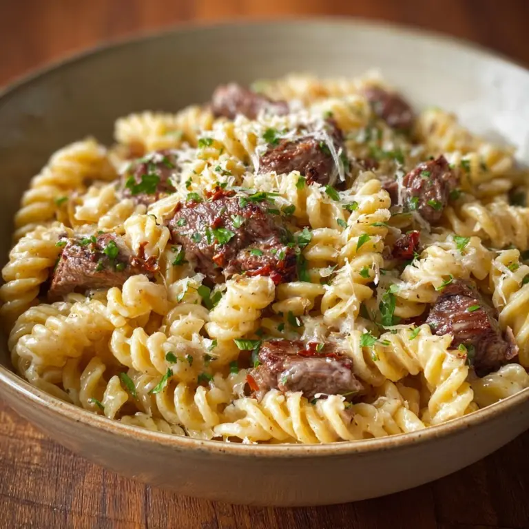Beef and Rotini in Garlic Parmesan Sauce Recipe