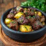 Slow Cooker Garlic Butter Beef Bites & Potatoes Recipe