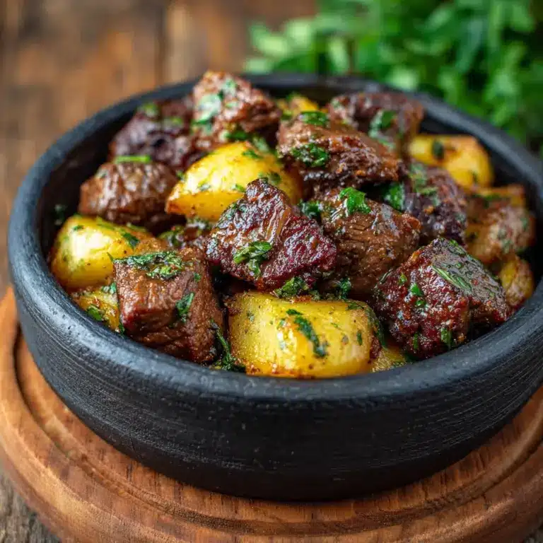 Slow Cooker Garlic Butter Beef Bites & Potatoes Recipe