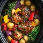 SLOW COOKER HONEY GARLIC CHICKEN AND VEGGIES Recipe