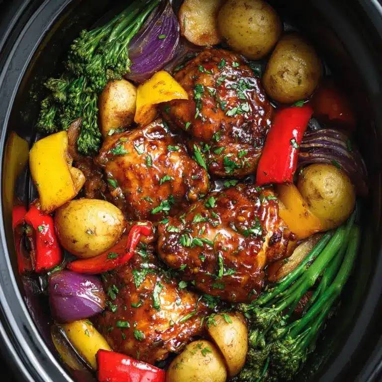 SLOW COOKER HONEY GARLIC CHICKEN AND VEGGIES Recipe