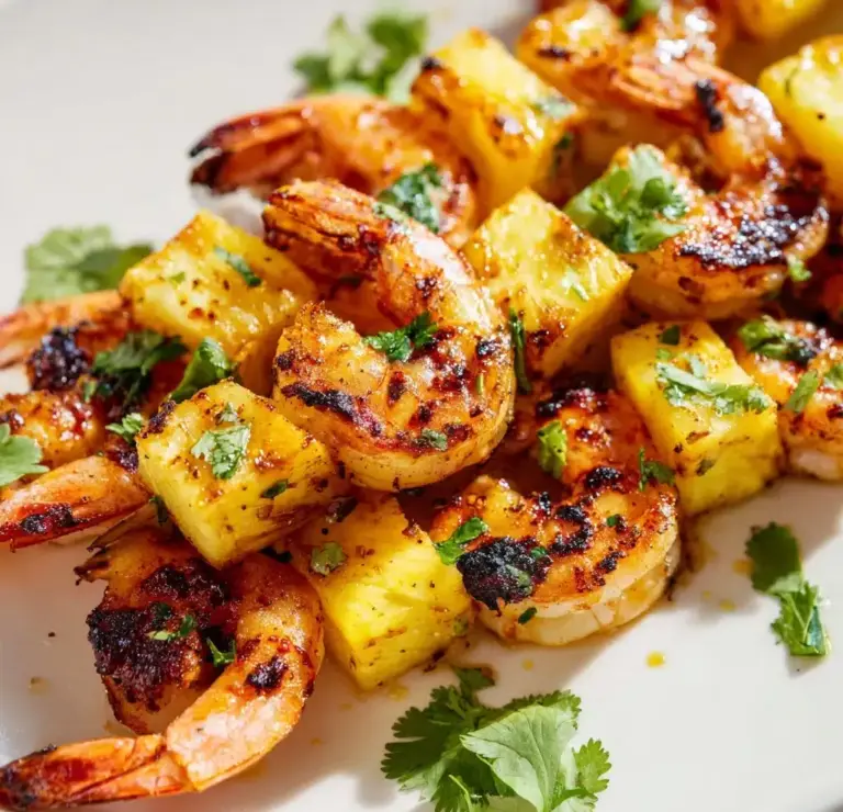 Spicy Garlic Lime Shrimp Pineapple Skewers Recipe