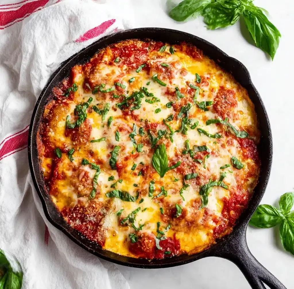 One Pot Skillet Ravioli Lasagna with Spinach and Kale Recipe - Recipe Image
