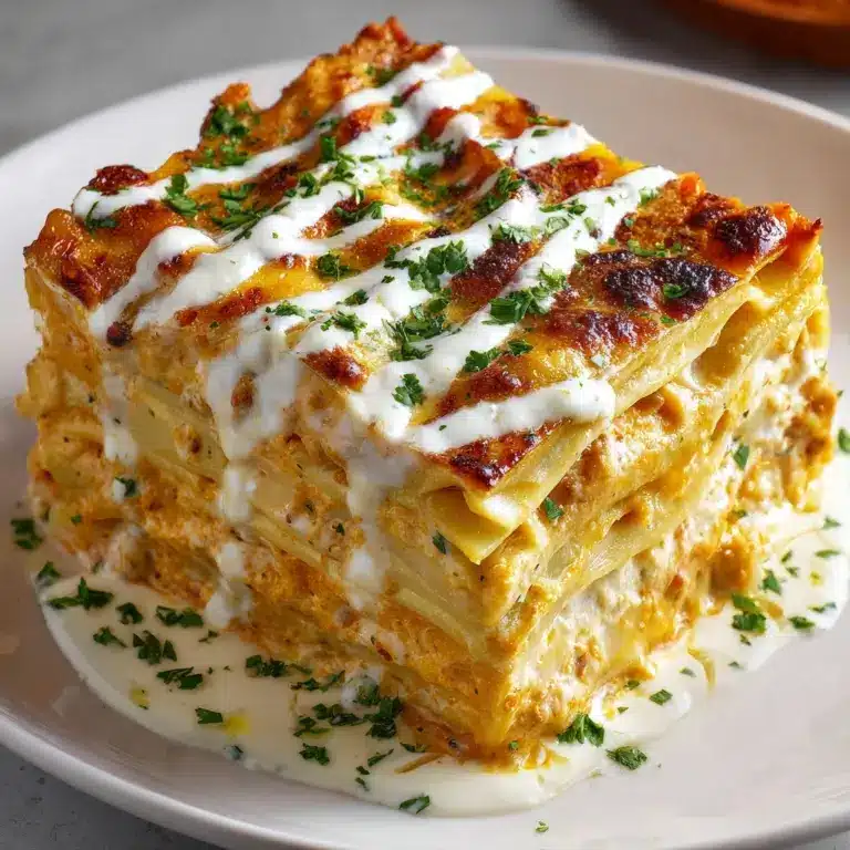 Cheesy Buffalo Chicken Lasagna with Ranch Drizzle Recipe