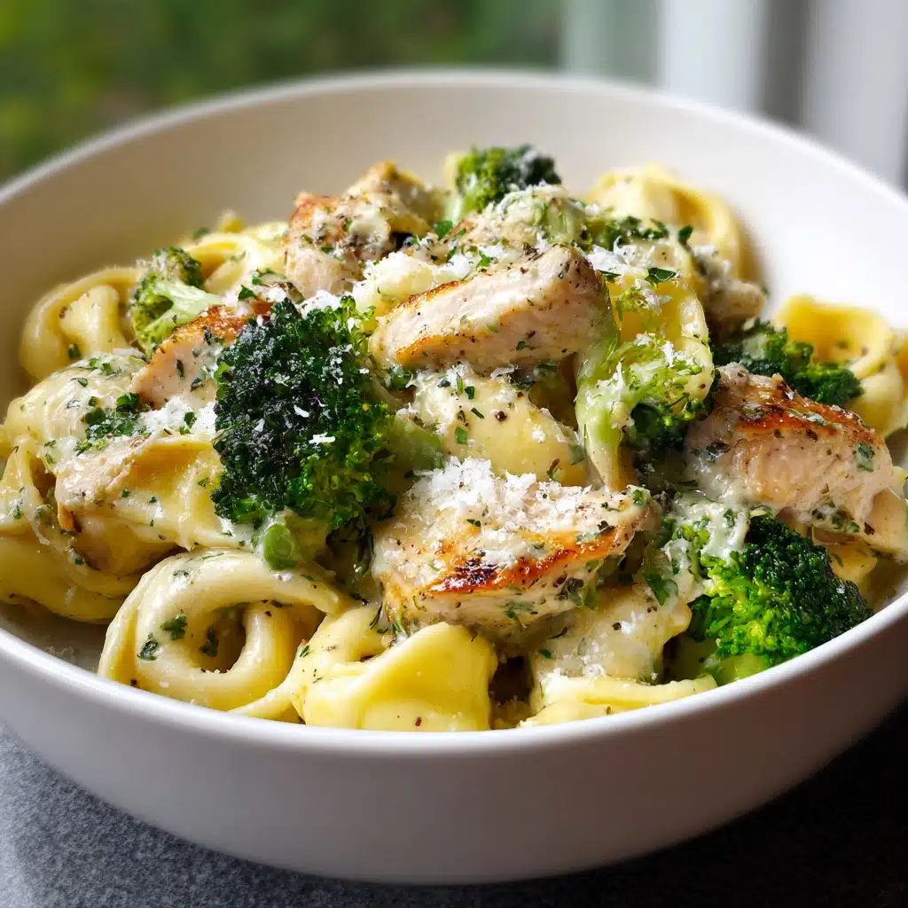 Creamy Garlic Parmesan Tortellini with Chicken & Broccoli Recipe - Recipe Image