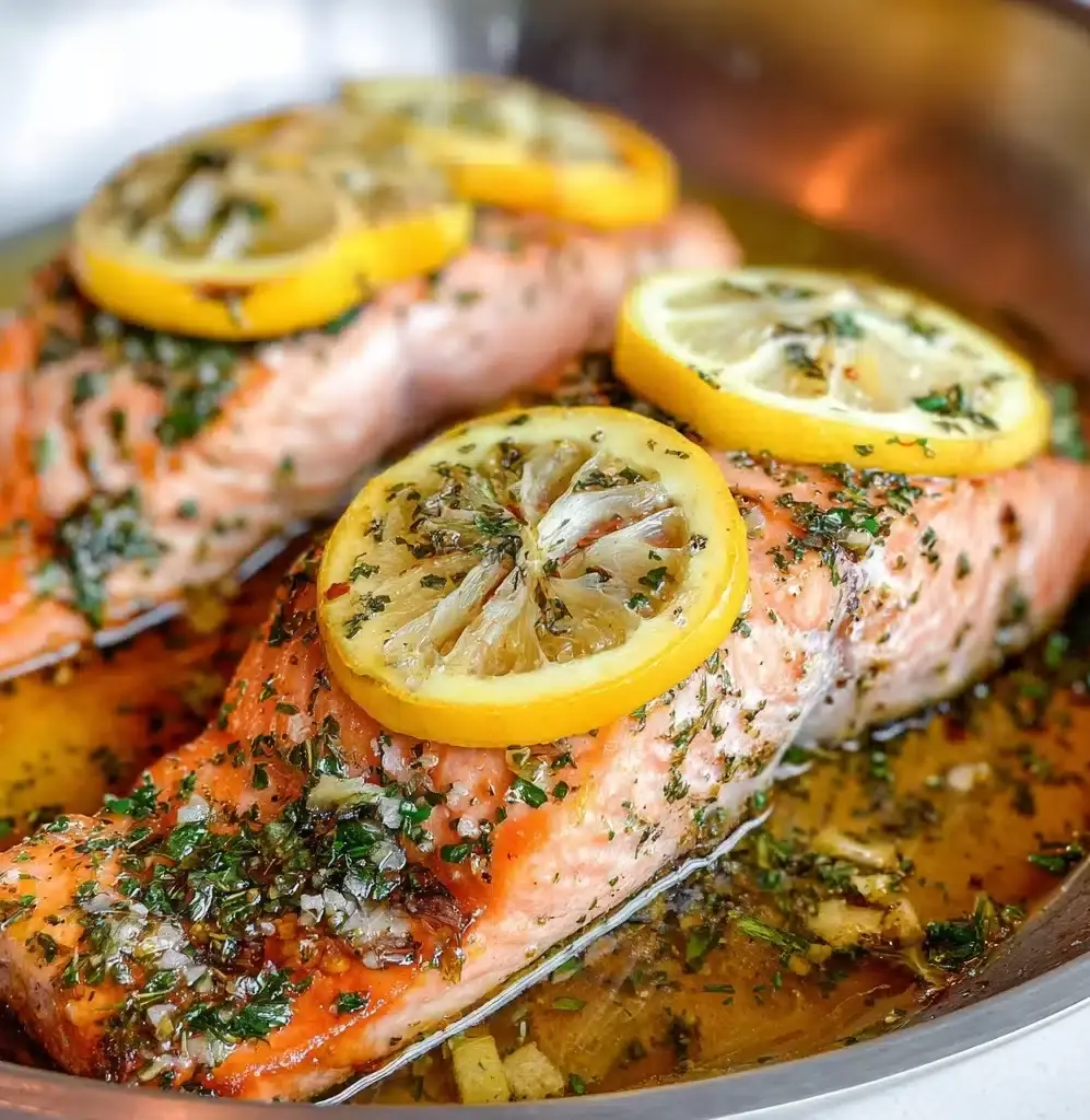 Skillet Lemon Dill Baked Salmon Recipe - Recipe Image