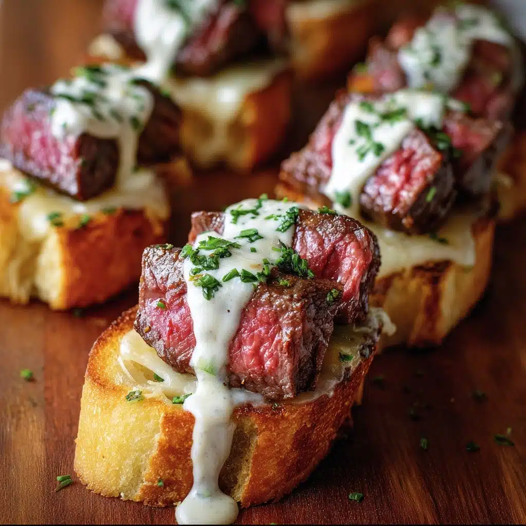 Beef Tenderloin Crostini with Parmesan Cream Sauce Recipe - Recipe Image
