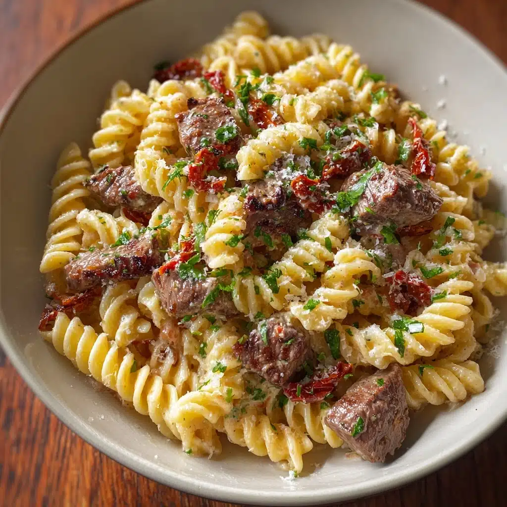 Beef and Rotini in Garlic Parmesan Sauce Recipe - Recipe Image