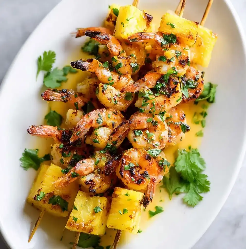 Spicy Garlic Lime Shrimp Pineapple Skewers Recipe - Recipe Image