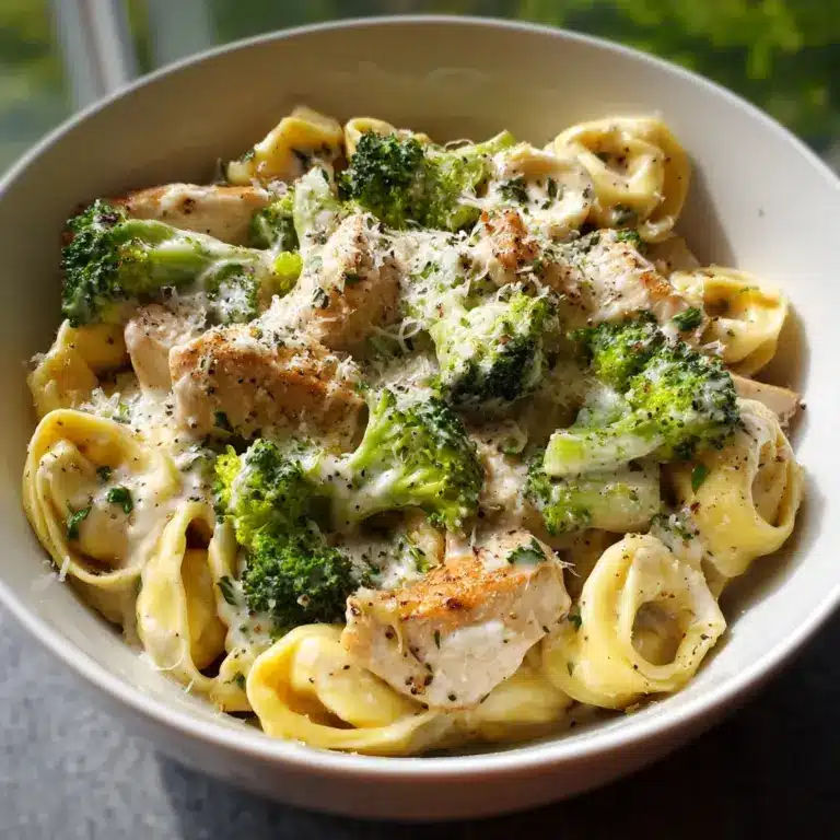 Creamy Garlic Parmesan Tortellini with Chicken & Broccoli Recipe