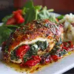 Roasted Red Pepper, Spinach, and Mozzarella Stuffed Chicken Recipe