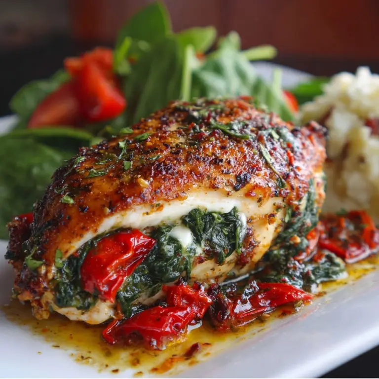 Roasted Red Pepper, Spinach, and Mozzarella Stuffed Chicken Recipe