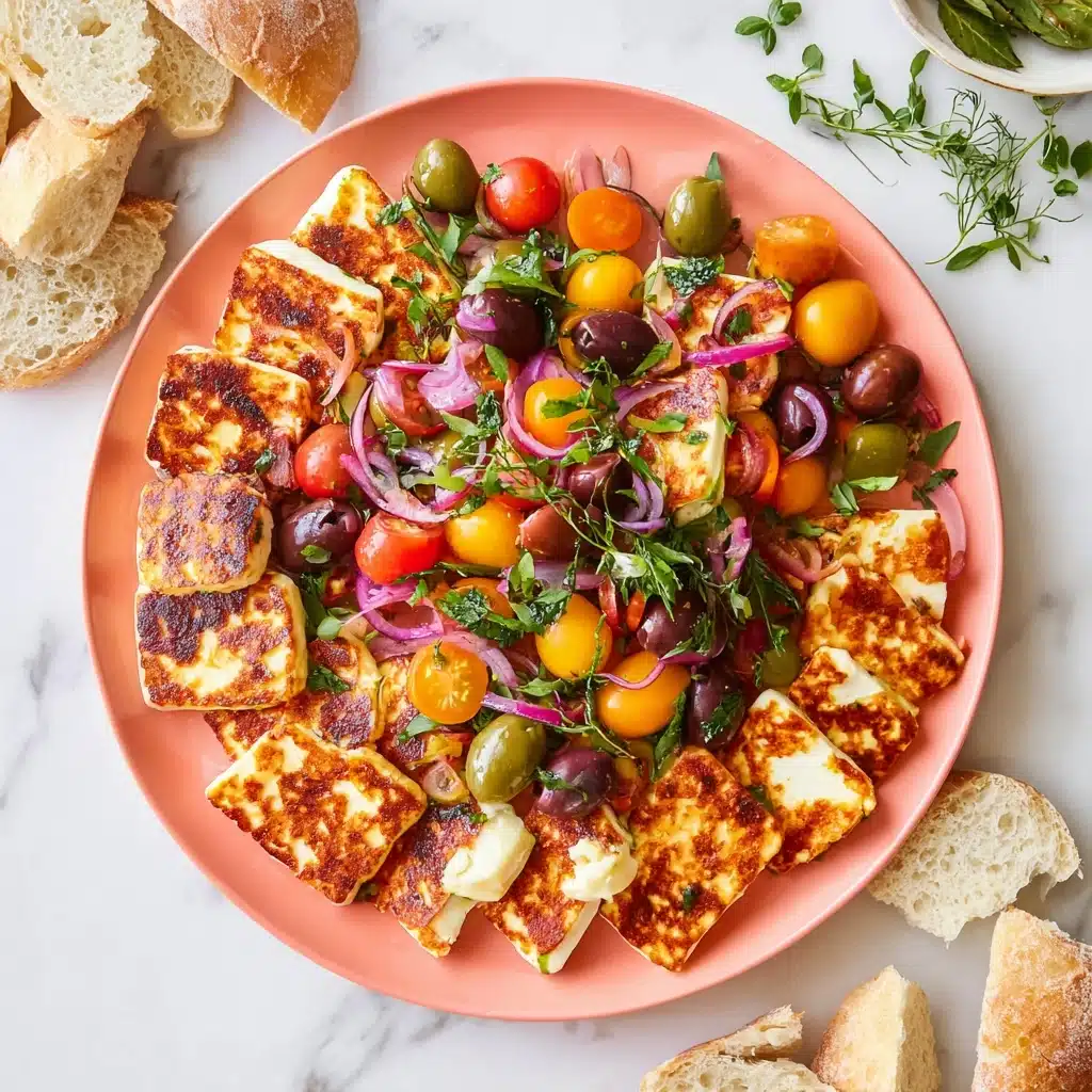 Easy Fried Halloumi (With Tomato & Olive Salad) Recipe