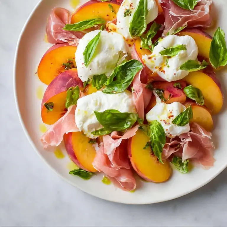 Peach Burrata Salad with Champagne Vinaigrette Recipe