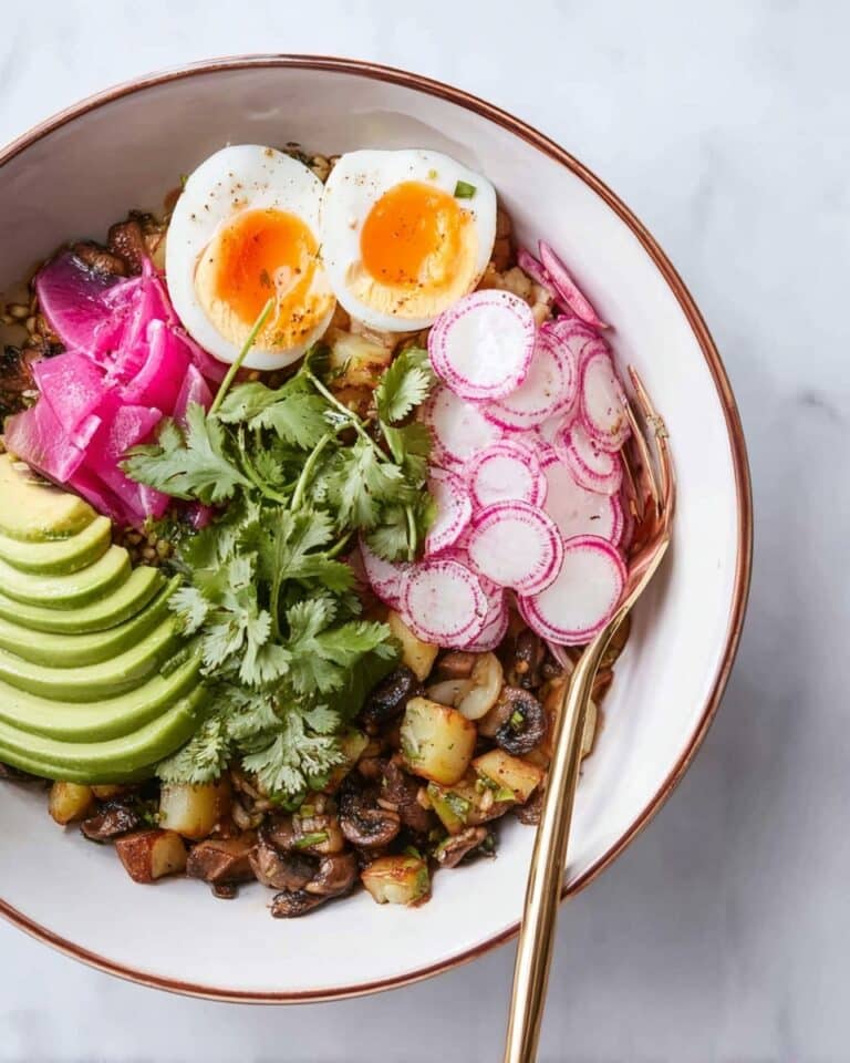 Low Carb Breakfast Bowl with Sausage, Cauliflower, Avocado, and Soft-Boiled Egg Recipe
