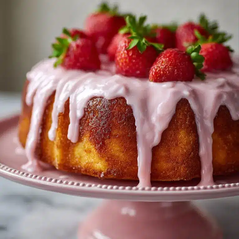 Strawberry Honeybun Cake with Strawberry Cream Icing Recipe