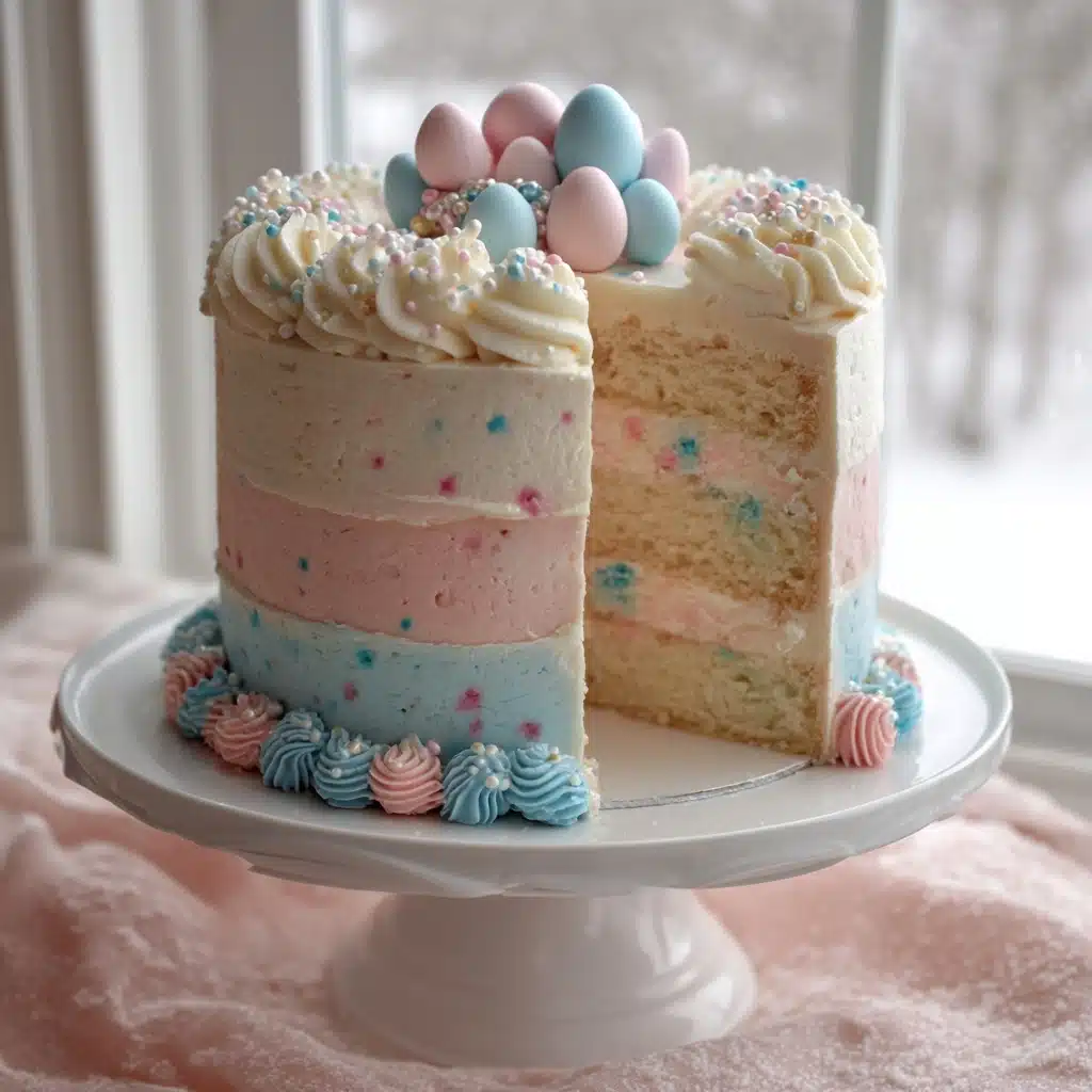 easter gender reveal cake Recipe - Recipe Image