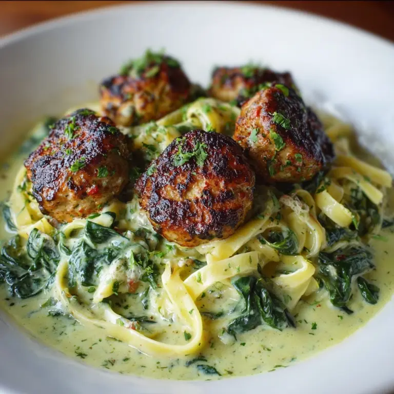 Chicken Ricotta Meatballs with Spinach Alfredo Sauce Recipe