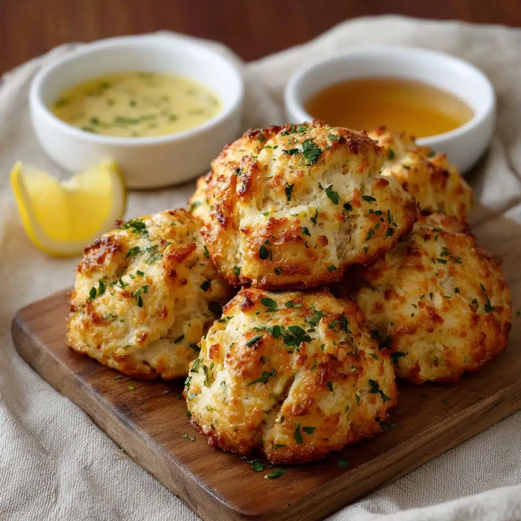 Crab Stuffed Cheddar Bay Biscuits with Lemon Butter Recipe - Recipe Image
