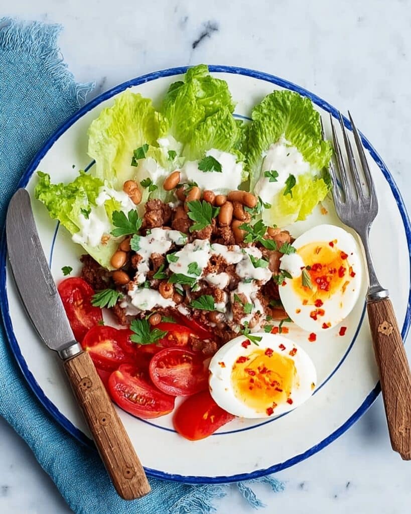 Egyptian Egg Salad with Tahini, Beans, and Fresh Vegetables Recipe