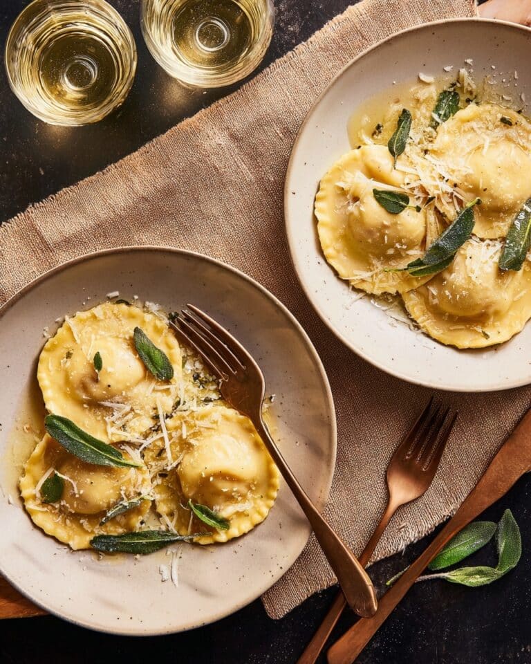 Spinach & Ricotta Ravioli with Sage Butter Recipe