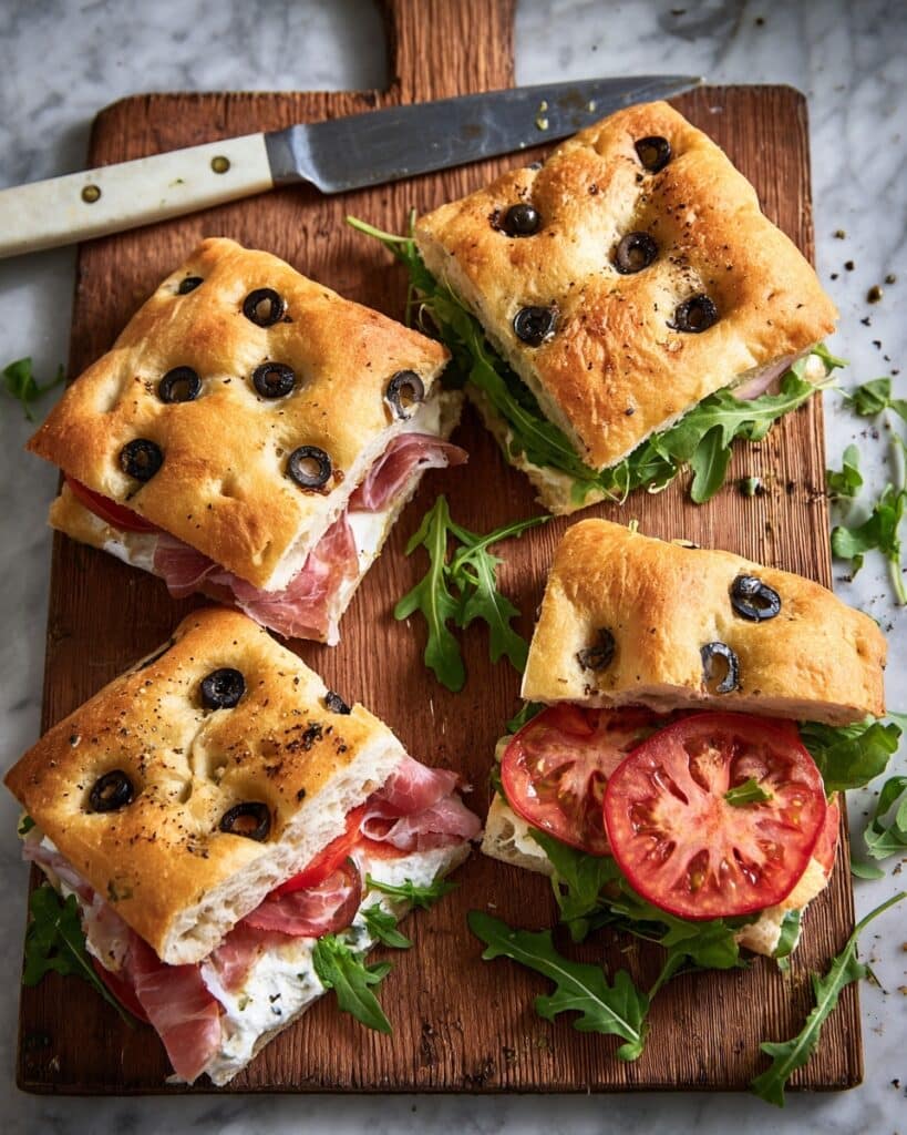 Burrata, Prosciutto & Pesto Focaccia Sandwich Recipe