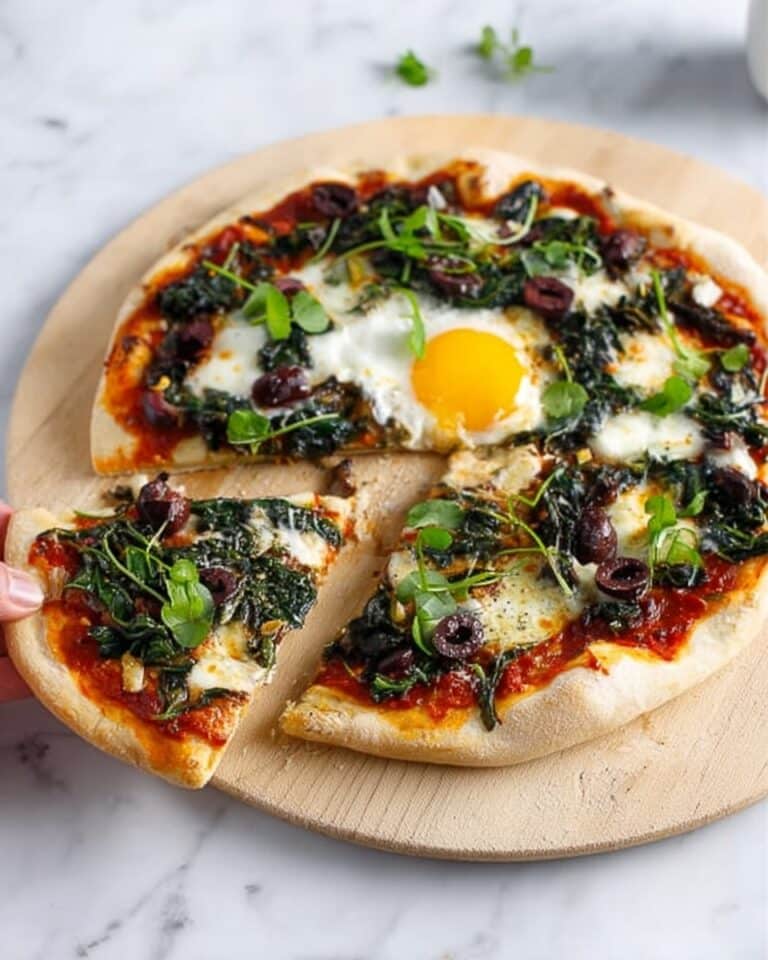 Florentine Dairy-Free Spinach Pizza with Egg and Toppings Recipe
