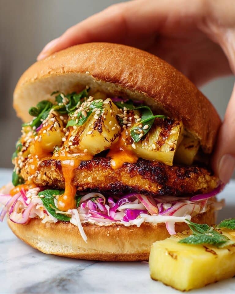 Hot Honey Halloumi Burger with Charred Pineapple Salsa Recipe