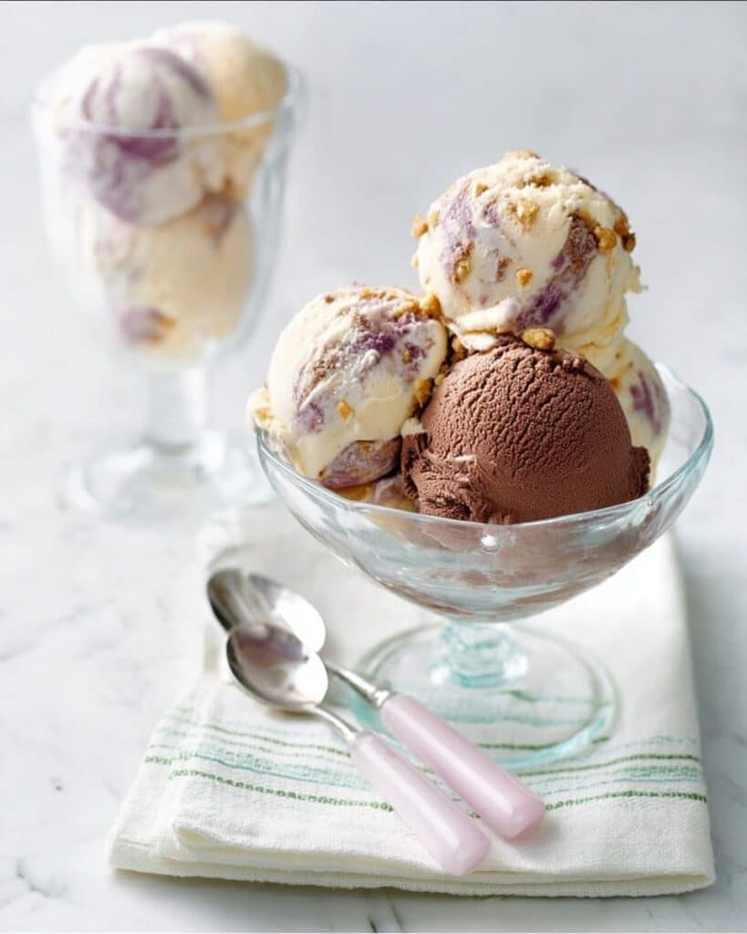 Vanilla Ice Cream with Berry Ripple, Salted Peanut Praline, and Chocolate Variations Recipe