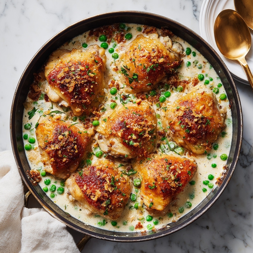 Creamy Chicken Stew with Leeks, Peas, and Parmesan Breadcrumb Topping Recipe