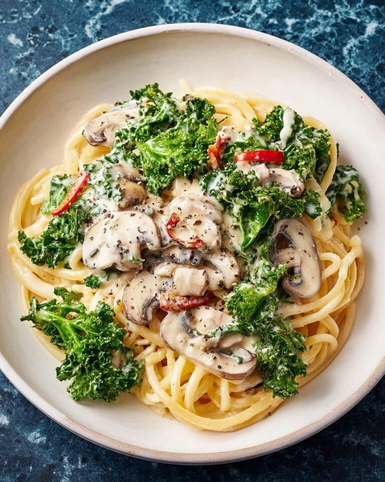 Mushroom & Kale Spaghetti with Miso and Lemon Recipe