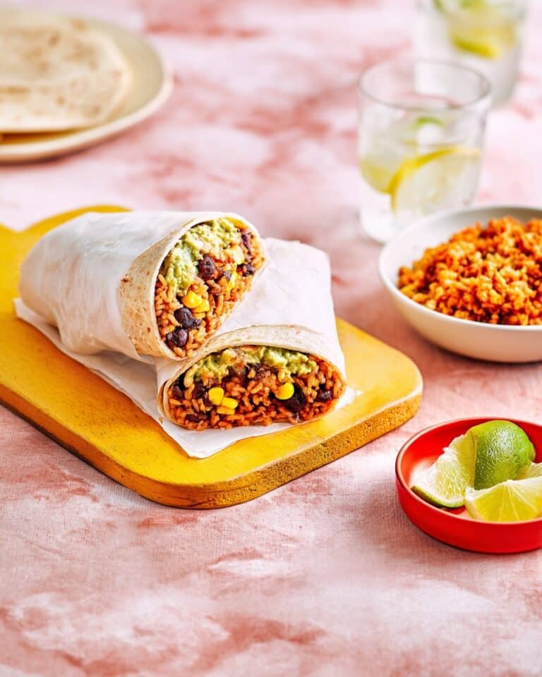 Spicy Rice Burritos with Avocado, Black Beans, and Homemade Wraps Recipe