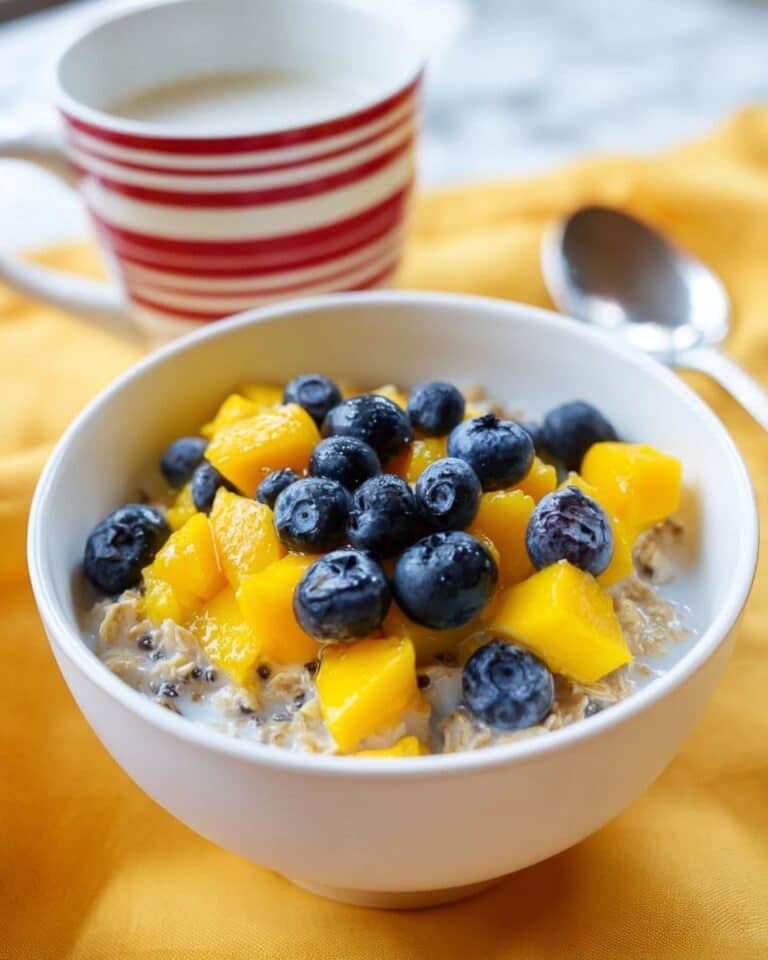 Overnight Mango Blueberry Chia Oatmeal Recipe