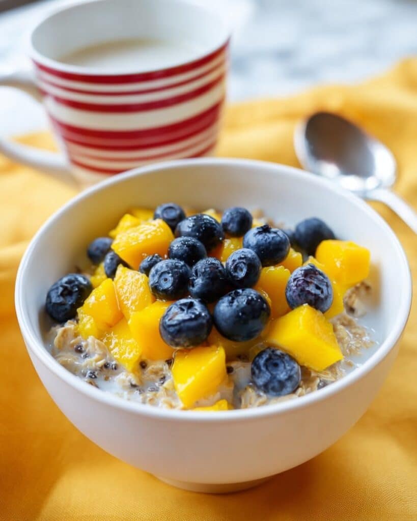 Overnight Mango Blueberry Chia Oatmeal Recipe