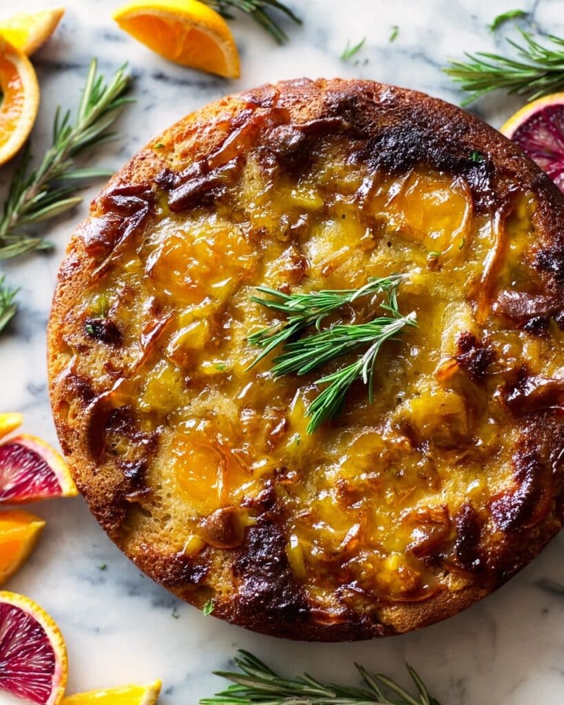 Cinnamon Raisin Bread Pudding with Orange Marmalade, Blood Orange, and Fresh Rosemary Recipe