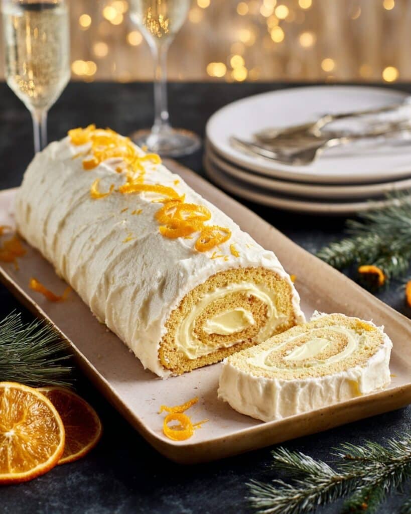 Frosted White Chocolate Yule Log with Vanilla Chantilly and Clementine Curd Recipe