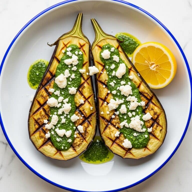 Roasted Eggplant with Mint Sauce and Feta Recipe